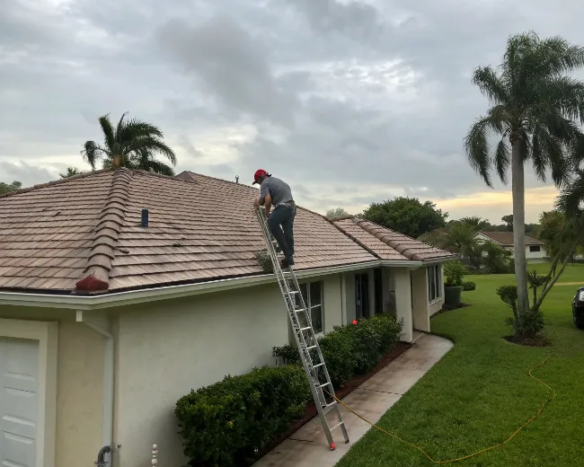Window technician installing a window